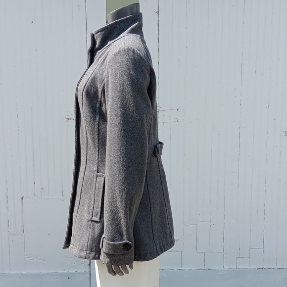 Guess Ladies (10) Button Grey Wool Blend Peaoat - Picture 1 of 16